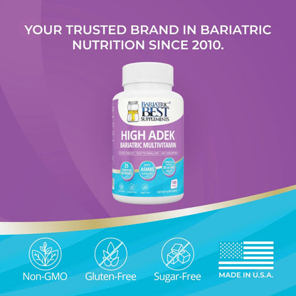High A D E K Bariatric Multivitamin for Post DS/SADI Surgery, 25 Essential Nutrients for Post-Weight Loss Surgery, 180 Tablets Bariatric Best SupplementsBuy Supplements Australia