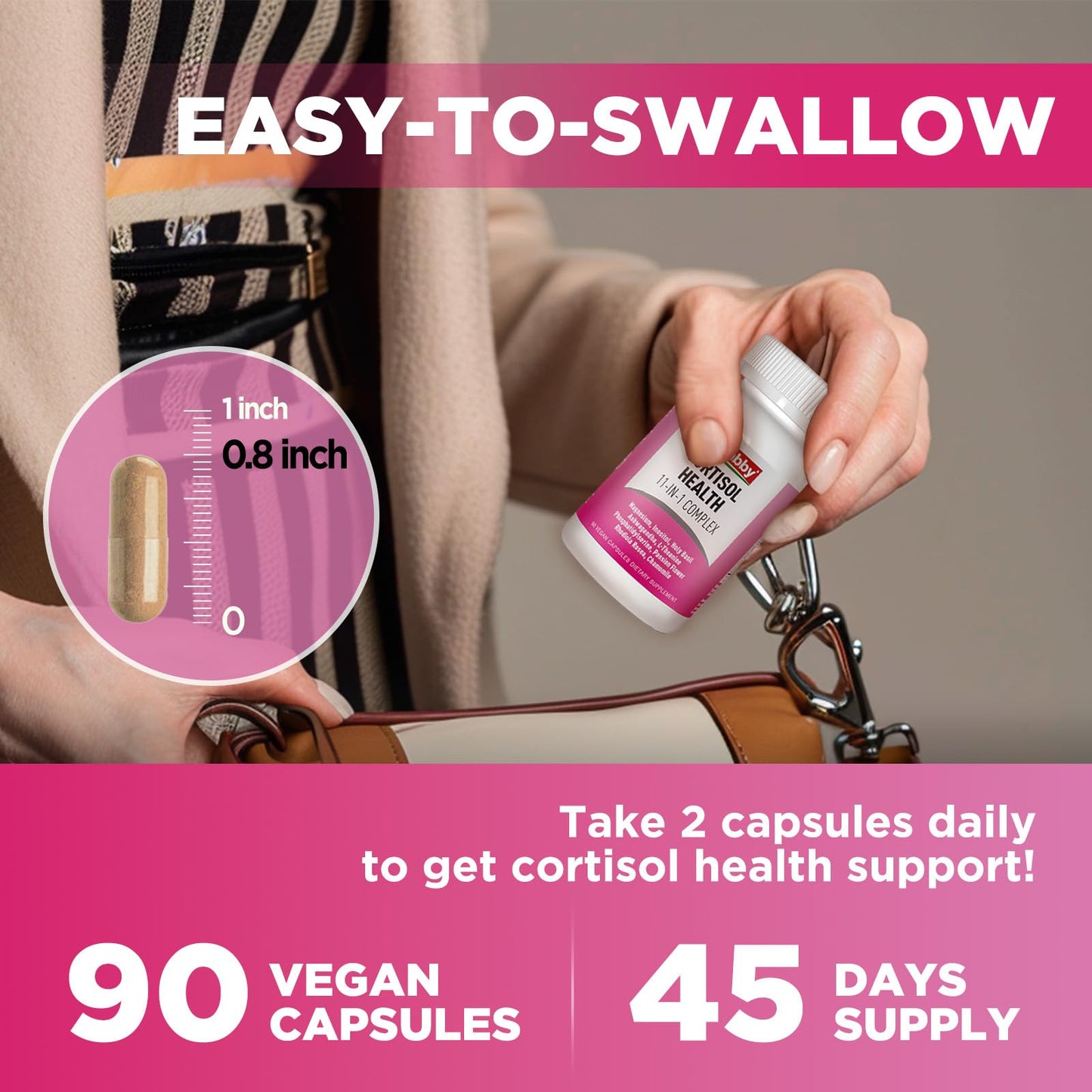 GREABBY Cortisol Supplements for Women, 11-in-1 Formula with Ashwagandha, L-Theanine, Phosphatidylserine and More, Lower Cortisol Health Support, 90 Vegan Capsules GREABBYBuy Supplements Australia