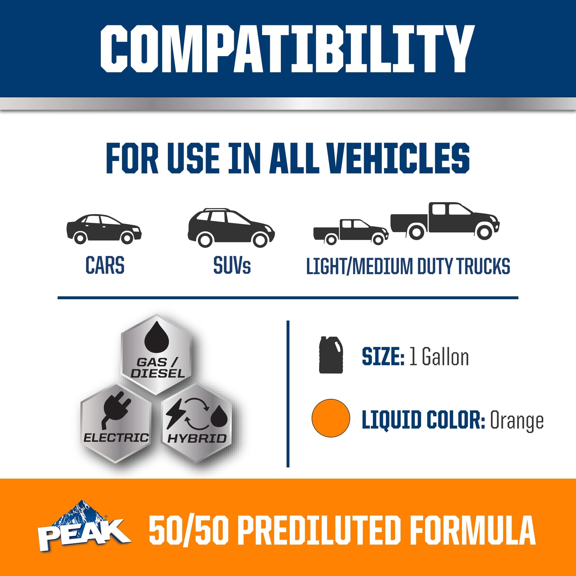 PEAK OET Extended Life Orange 50/50 Prediluted Antifreeze/Coolant for North American Vehicles, 1 Gal. PEAKBuy Supplements Australia