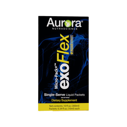 Aurora Nutrascience Micro-Pack Liposomal exoFlex+ - Liquid Vitamin C Supplement, Eggshell Membrane with BiovaFlex, Curcumin, & Boswellia, for Men & Women - 30 Single-Serve Packets Aurora NutrascienceBuy Supplements Australia
