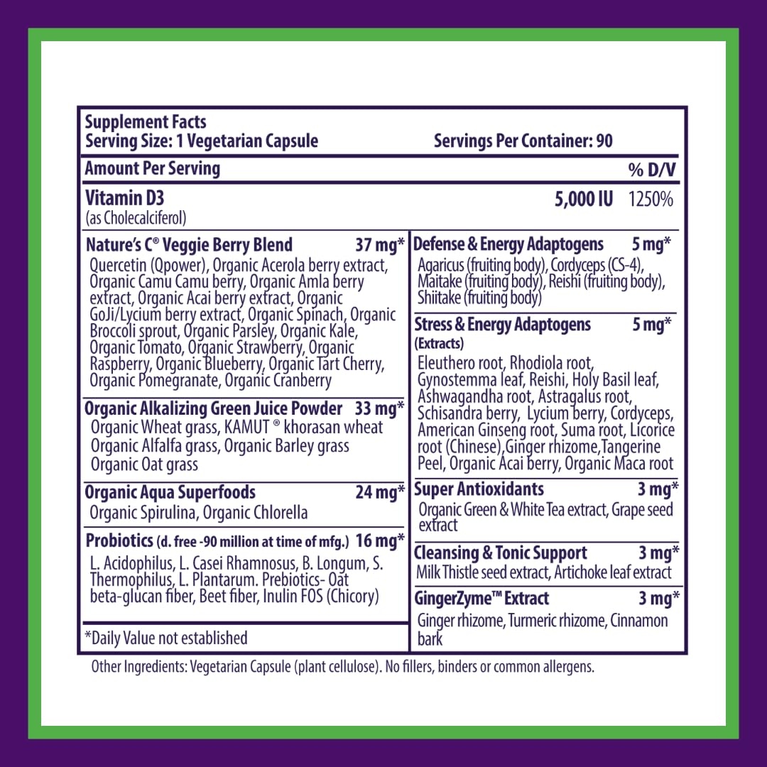 Paradise Herbs Earth's Blend Vitamin D3, Superfoods Base of Probiotics and Organic Alkalizing Greens, Veggies & Berries, 90 Vegetarian Capsules Paradise HerbsBuy Supplements Australia