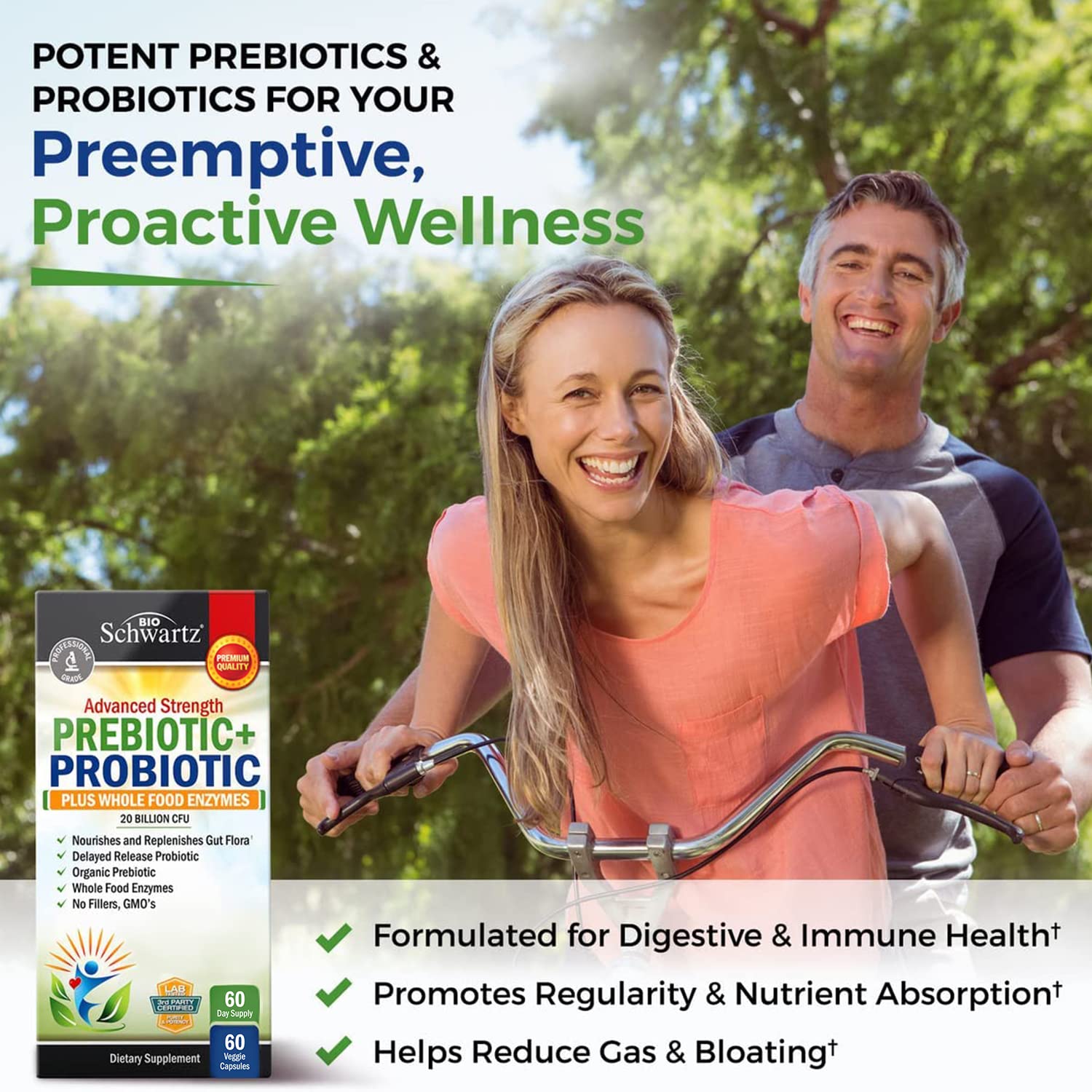 Prebiotics and Probiotic with Whole Food Enzymes for Adults Women & Men BioSchwartzBuy Supplements Australia