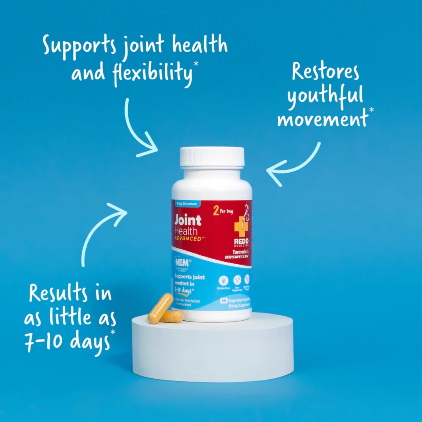 Redd Remedies, Joint Health Advanced, Helps Strengthen Connective Tissue and Cartilage, Fast-Acting Comfort with Boswellia Serrata and Turmeric, 60 Vegetarian Capsules Redd RemediesBuy Supplements Australia