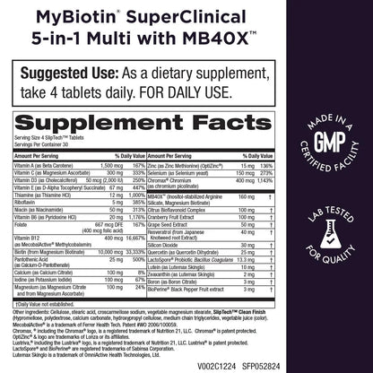 Purity Products MyBiotin SuperClinical New 5-in-1 Elite Multivitamin + MB40X Biotin Matrix Daily Multi - Thicker Hair Starting in 3 Weeks Purity Products