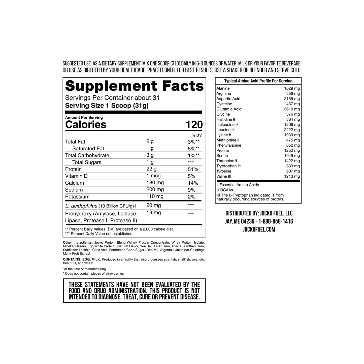 Jocko Mölk Whey Protein Powder (Strawberry) - Keto, Probiotics, Grass Fed, Digestive Jocko FuelBuy Supplements Australia