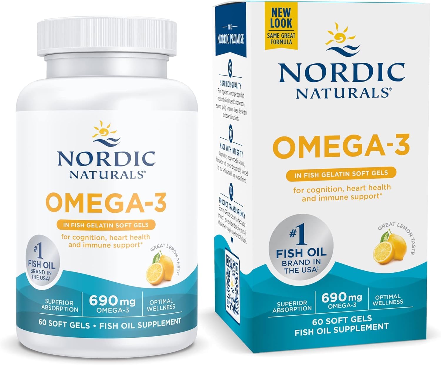 Nordic Naturals Omega-3 in Fish Gelatin, Lemon Flavor - 60 Fish Gels - 690 mg Omega-3 - Fish Oil - EPA & DHA - Immune Support, Brain & Heart Health, Optimal Wellness - Non-GMO - 30 Servings Nordic NaturalsBuy Supplements Australia