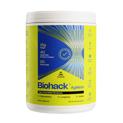 LevelUp Biohack Ageless: Colostrum Collagen Superfoods Antioxidants Spermidine Amino Acids Creatine for Women and Men, Total Body Rejuvenation (Dark Chocolate Cinnamon) LevelUpBuy Supplements Australia