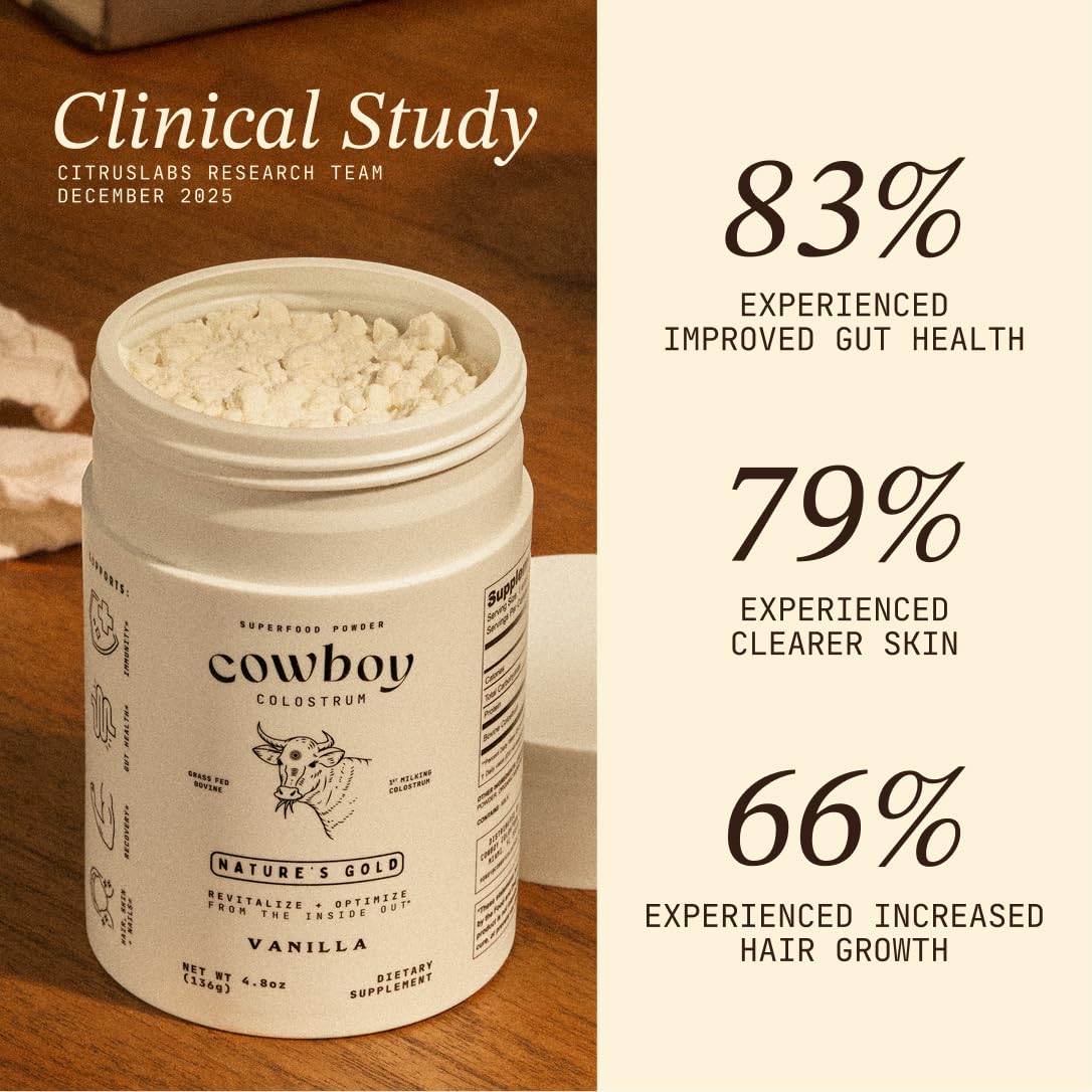 Cowboy - The Exclusive 1st Milking, Whole, Grass Fed Colostrum Supplement for Full Body Health - Bovine Colostrum Powder Packed w/Bioactive Nutrients - Sugar Free (Vanilla, 40 Servings) COWBOY COLOSTRUMBuy Supplements Australia