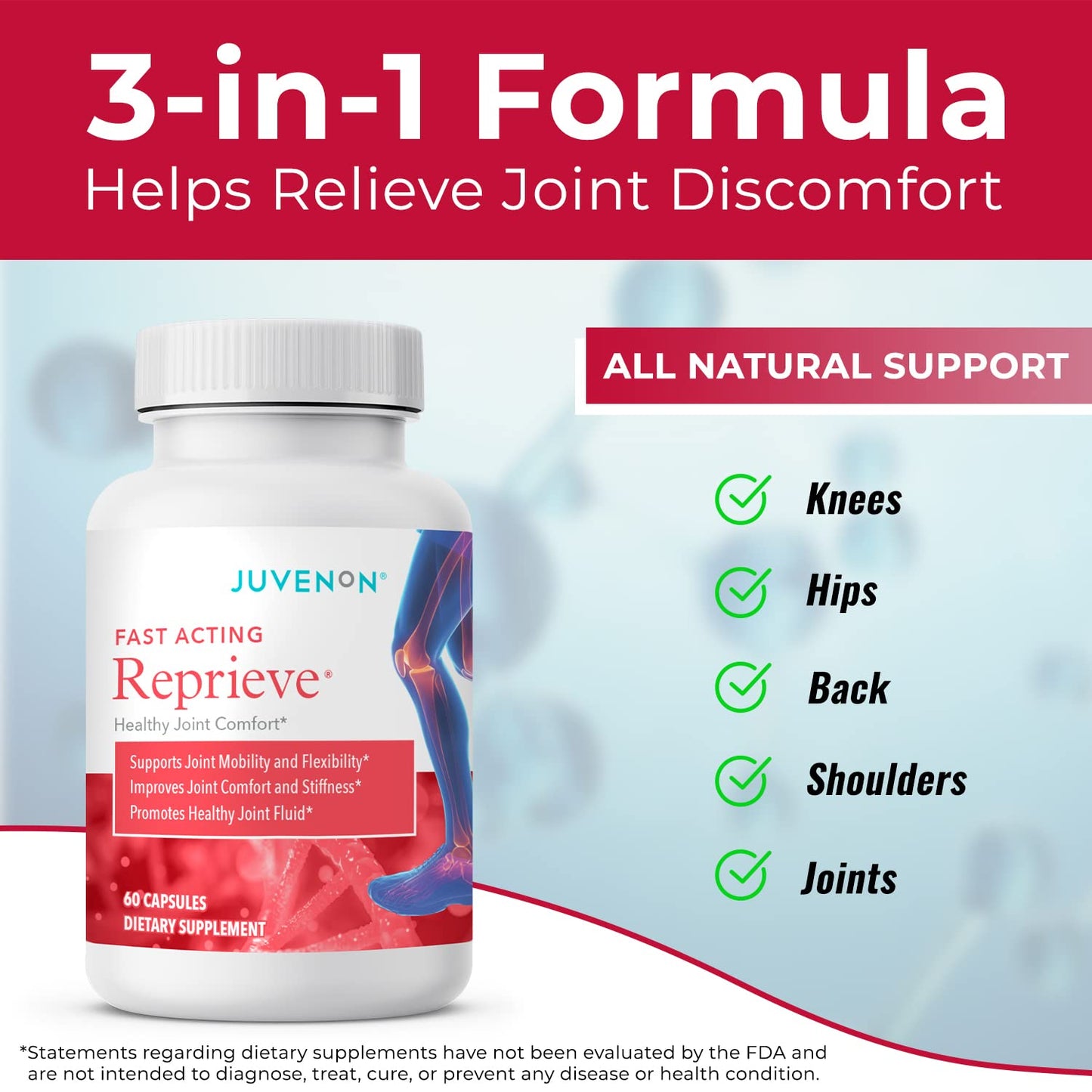 Juvenon Reprieve Capsules (60 Capsules) - Fast-Acting, Joint Comfort Supplement and Effective Joint Support Solution, Research Verified JuvenonBuy Supplements Australia