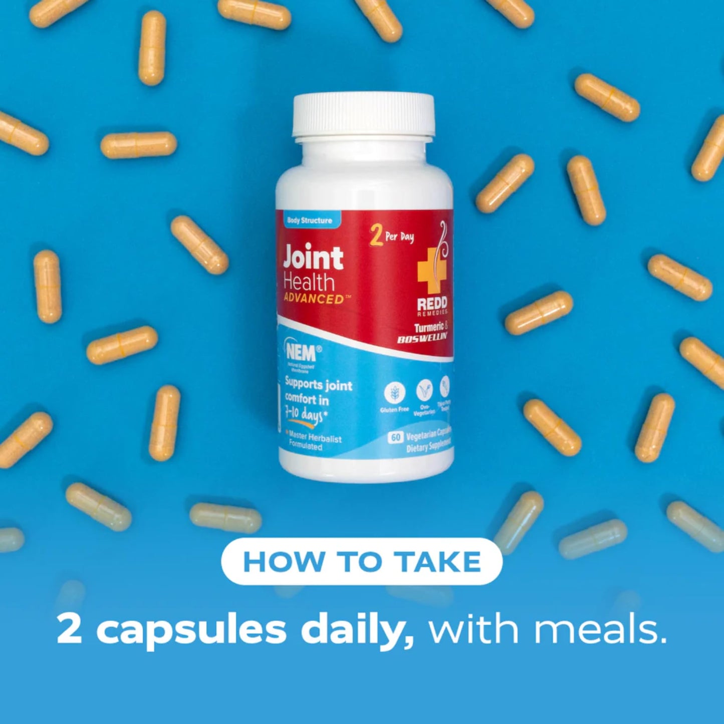 Redd Remedies, Joint Health Advanced, Helps Strengthen Connective Tissue and Cartilage, Fast-Acting Comfort with Boswellia Serrata and Turmeric, 60 Vegetarian Capsules Redd RemediesBuy Supplements Australia