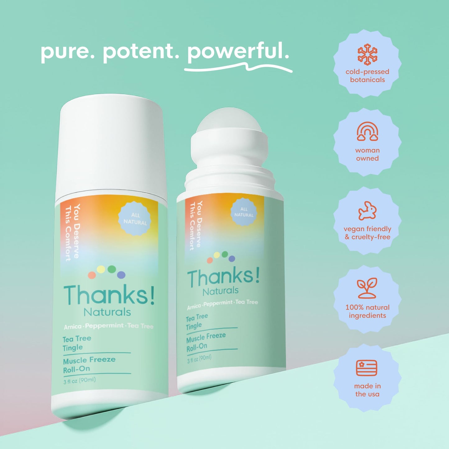 Thanks! Naturals Muscle Freeze Roll On, Tea Tree Tingle, Vegan, Cold Pressed Formula with Shea Butter, Eucalyptus & Peppermint, Use on Neck, Knees & Joints, Post Workout Essential, 3 FL OZ Thanks! NaturalsBuy Supplements Australia