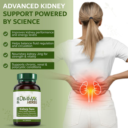 Dimmak Herbs Kidney Sure- Kidney Cleanse & Revitilization Tonic- Organic Herbal Support for Renal Health, Urinary Tract Flow & Vitality- TCM Doctor Formulated, Vegan- 400mg 100 Capsules Dimmak HerbsBuy Supplements Australia