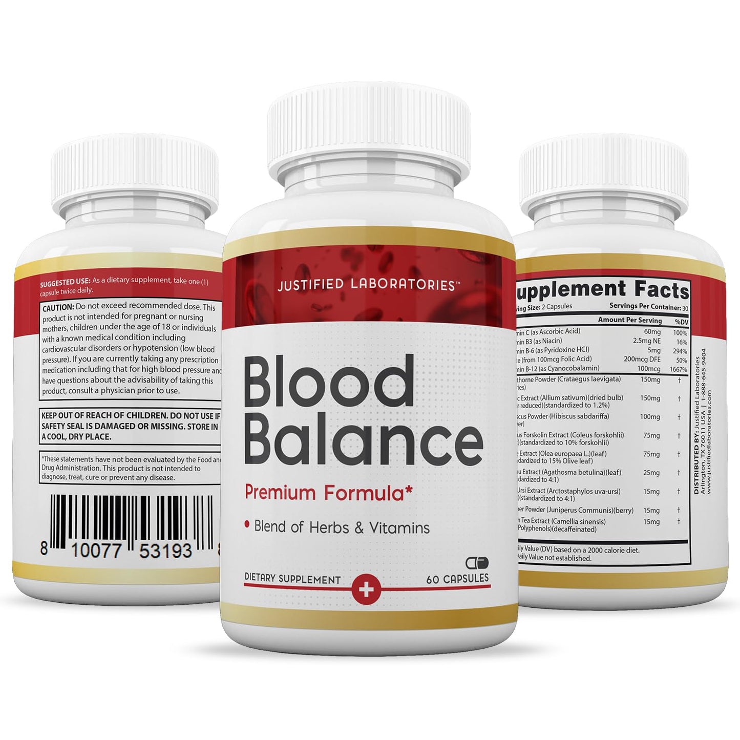 (2 Pack) Blood Balance Advanced Formula 688MG Supplement Pills 120 Capsules Justified LaboratoriesBuy Supplements Australia