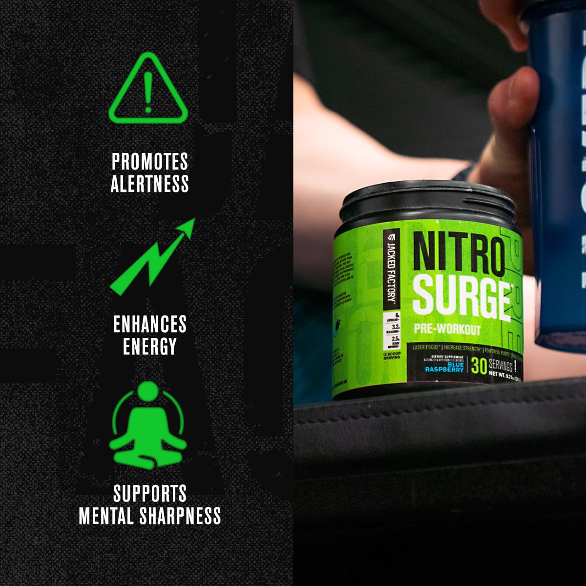 Jacked Factory Pre Workout Stack - N.O XT Nitric Oxide Booster & NITROSURGE High Energy Pre Workout Fuel