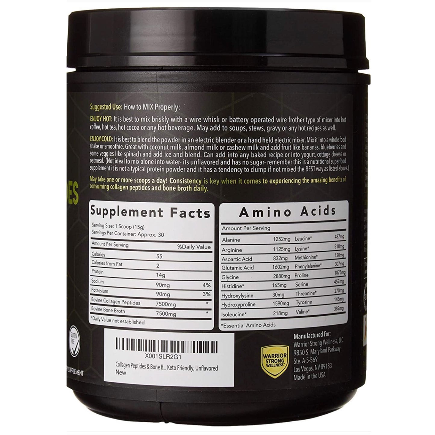Warrior Strong Wellness Premium Collagen Peptides Bone Broth: Grass Fed Hydrolyzed Warrior Strong WellnessBuy Supplements Australia