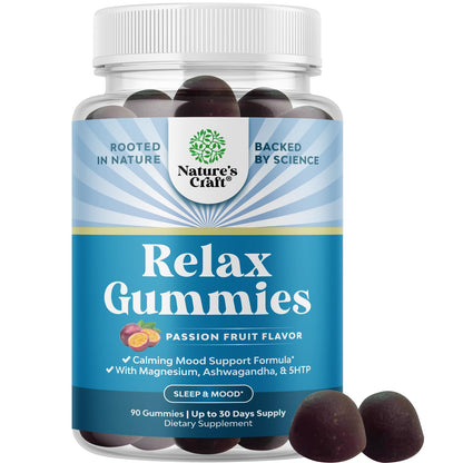 Pure Calm and Relaxing Magnesium Supplement - Magnesium for Stress Support & Rest Ease for Adults - High Absorption Mg Citrate Gummies with L Theanine & Ashwagandha for Muscle Cramps - 90 Count Natures CraftBuy Supplements Australia