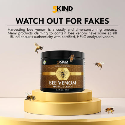 5kind Maximum Strength Bee Venom Cream - Naturally Massage Joints & Muscles, Lower Back, Knee, Neck, Shoulder, Hip & Feet - Responsibly Sourced Premium Bee Venom Cream 3.4 Fl Oz 5kind clinical skincareBuy Supplements Australia