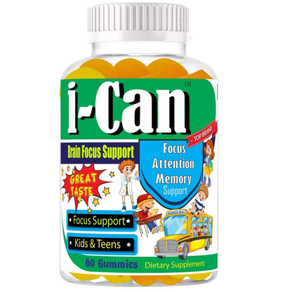 I-Can Focus Gummies for Kids & Teens, Omega 3 Gummies with DHA & EPA, Brain Health, Memory, Attention Support, Teen Brain Focus Vitamins, Non-Fishy Taste, Low Sugar, 60 Count Celebrity LifeStyle ProductBuy Supplements Australia
