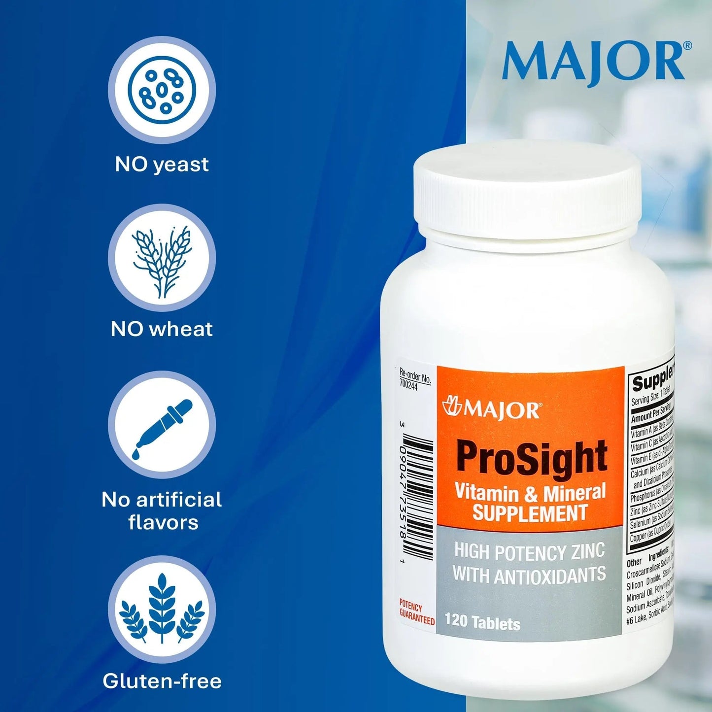 MAJOR ProSight Vitamin and Mineral Supplement - Daily Multivitamin for Women and Men with High Potency Zinc MAJOR
