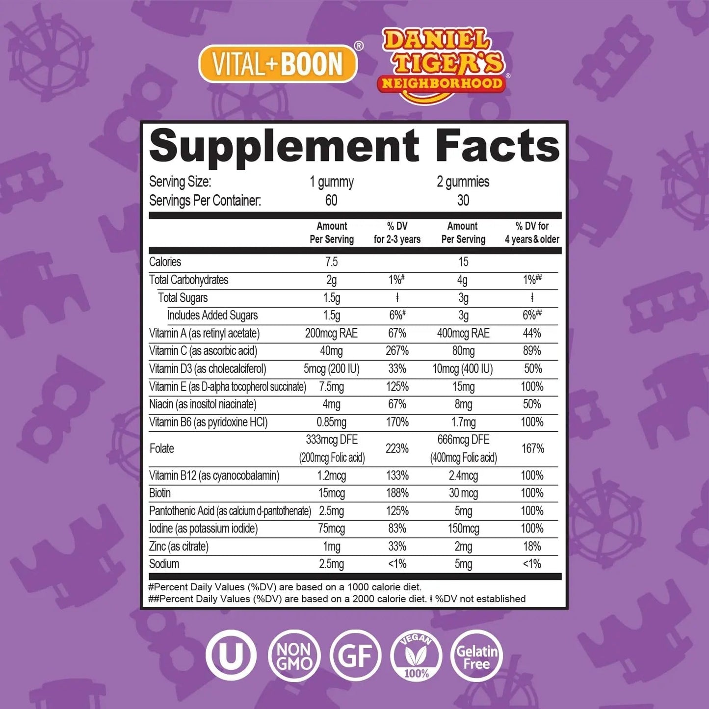 Daniel Tiger - Kids Multivitamin Gummies (60 Gummy Bottle) Toddler 2+ & Kids Vitamins - 12 Essential Vitamins & Minerals to Support Bone Health, Energy Vital+BoonBuy Supplements Australia