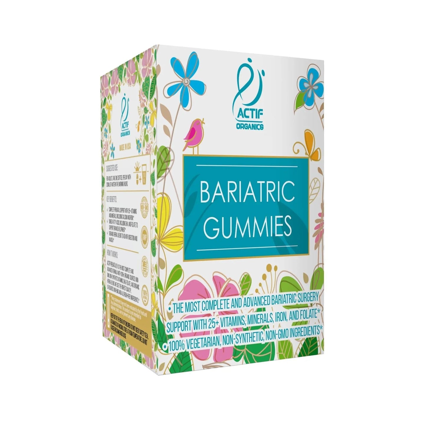 ACTIF Organic Bariatric Gummies with 25+ Organic Vitamins and Minerals for Bariatric Surgery, Advanced Formula ACTIF