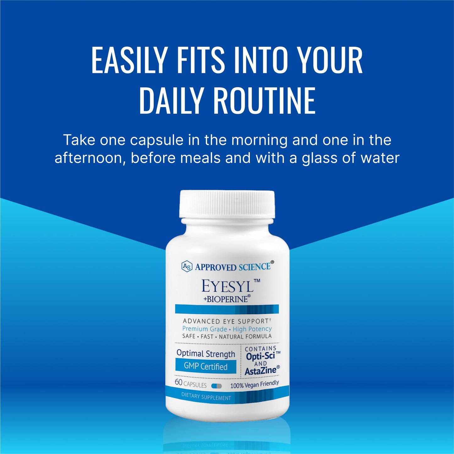 Approved Science EyeSyl - Eye Support Supplement - Chromium Picolinate, Taurine, Lutein, Zeaxanthin, Bilberry, BioPerine - 1 Month Supply - 60 Capsules - Made in The USA Approved ScienceBuy Supplements Australia