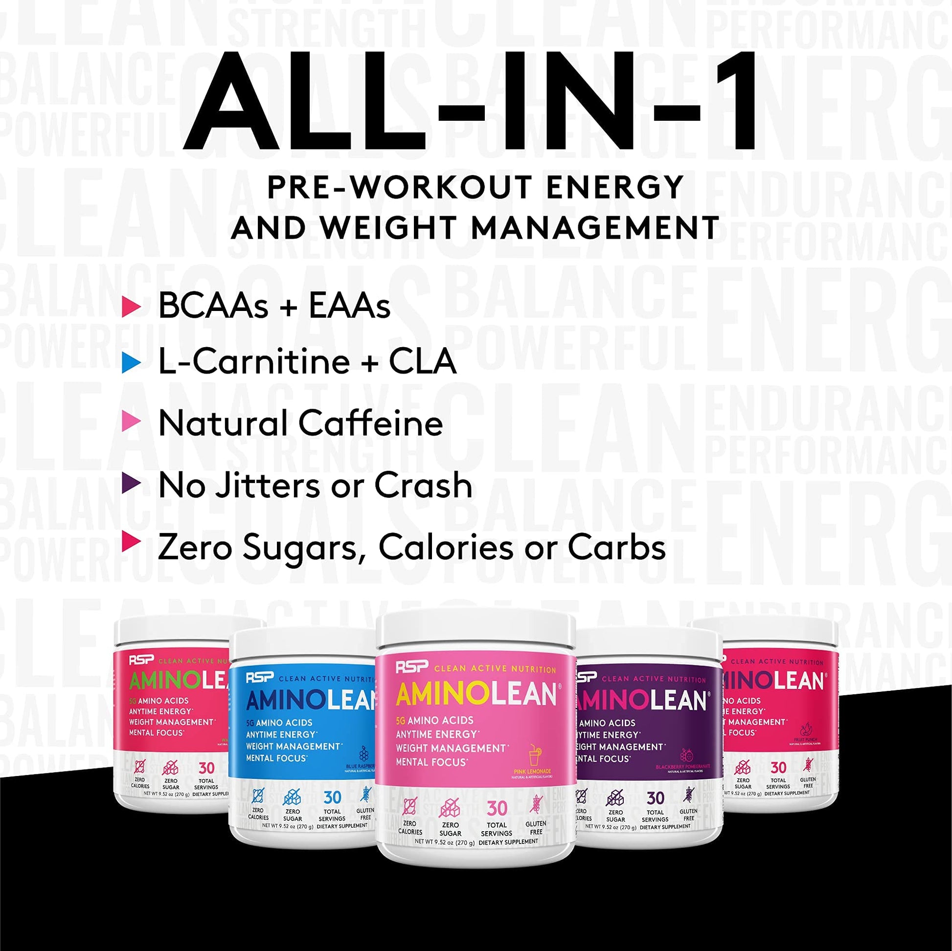 RSP NUTRITION AminoLean Pre Workout Energy (Watermelon 30 Servings) with AminoLean Recovery Post Workout Boost (Tropical Island Punch 30 Servings)