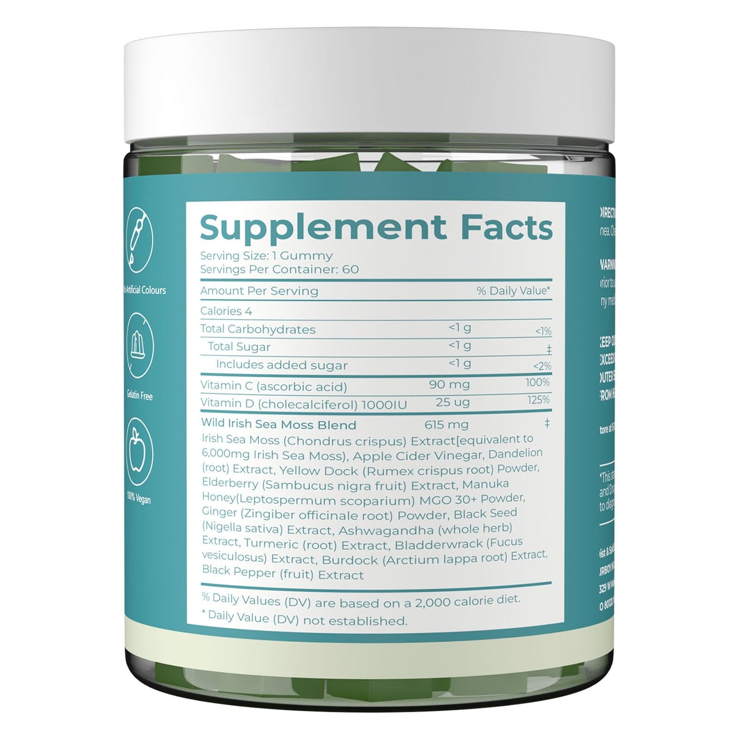 Sea Moss Gummies 16-in-1 - Ashwagandha Black Seed Oil Bladder Wrack Turmeric Vitamin C & D3 with Manuka Burdock Root Dandelion Yellow Dock Natural Detox & Liver Health Immune Support, Energy Boost GRGTPBuy Supplements Australia