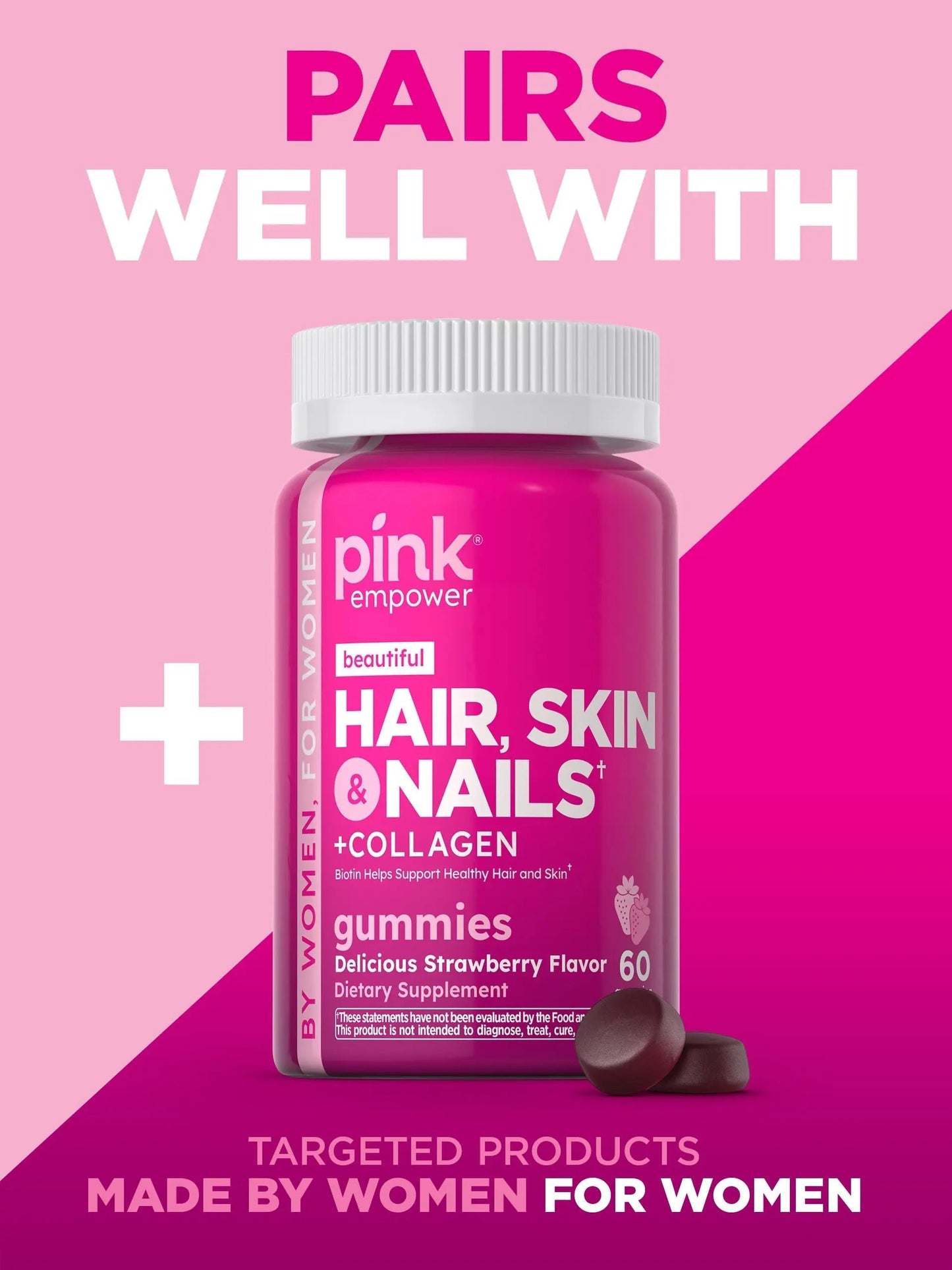 PINK Multivitamin Gummies for Women | Non-GMO & Gluten Free | Plus Collagen & Biotin | Mixed Berry Flavor PINKBuy Supplements Australia