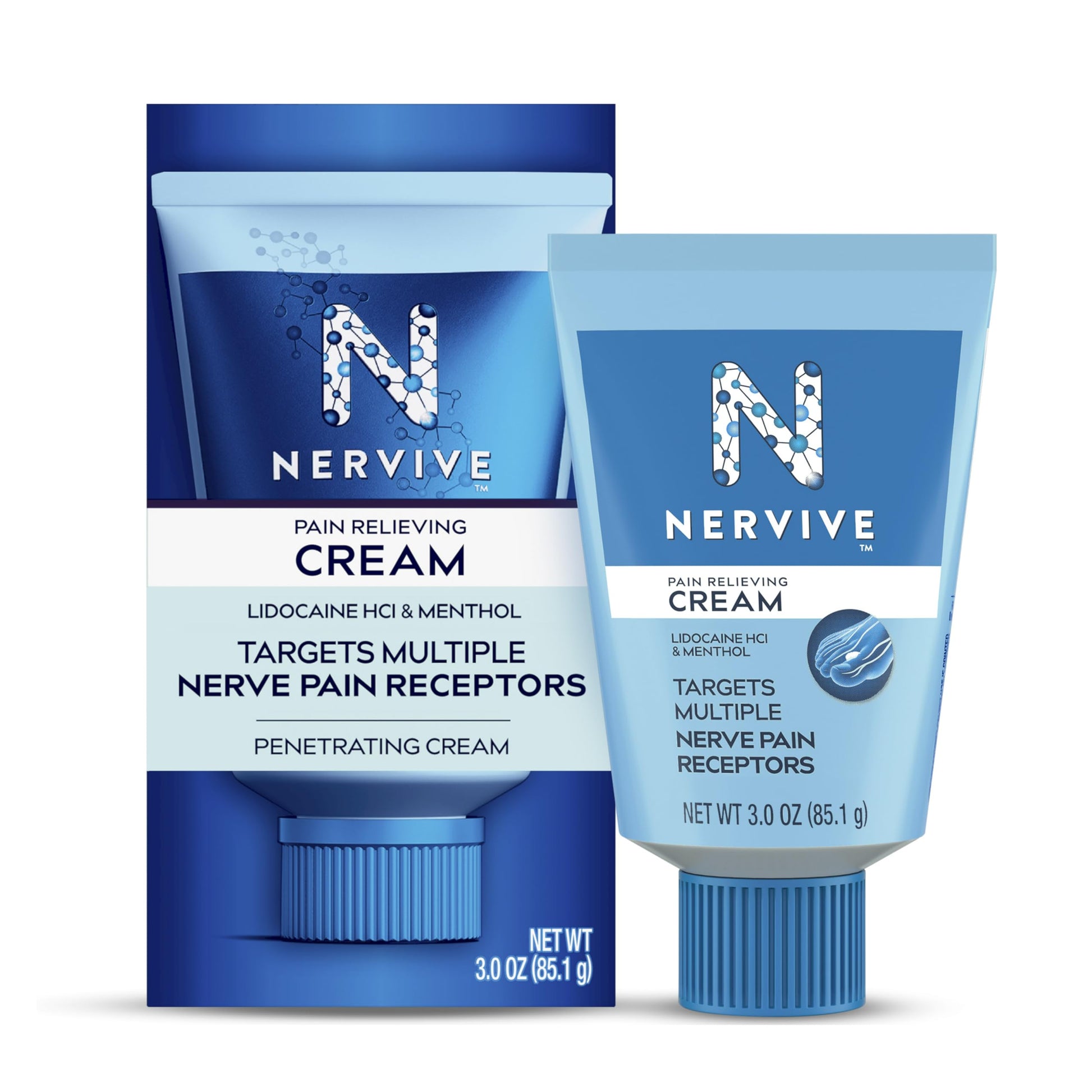 Nervive Pain Relieving Cream, Max Strength Non-Greasy Topical Pain Reliever with Lidocaine and Menthol for Toes, Feet, Fingers, Hands, Legs & Arms, 3.0oz NerviveBuy Supplements Australia