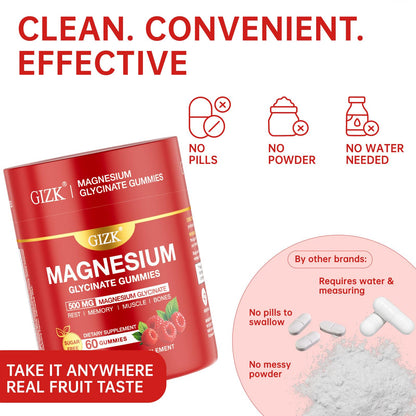 Magnesium Glycinate Gummies 500mg – Sugar Free Magnesium Gummies for Sleep, Stress, Muscle & Nerve Support – for Adults & Kids 4+, Vegan, No Melatonin