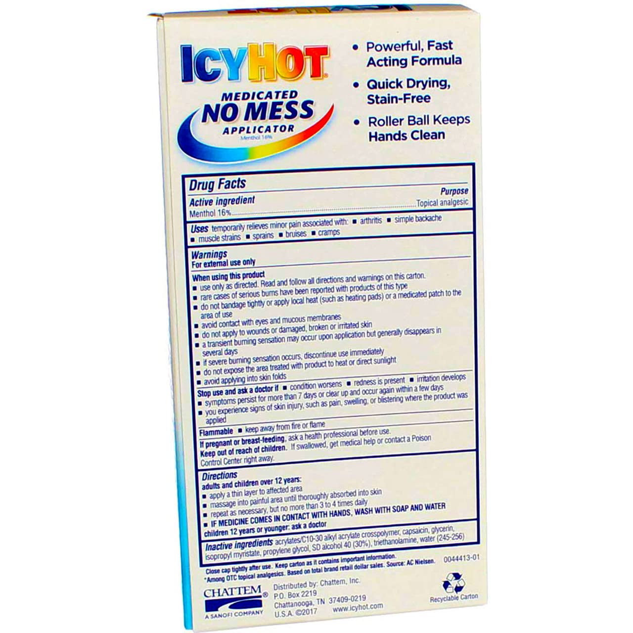 Icy Hot Medicated No Mess Applicator Max-Strength 2.5 Ounce (73ml) (6 Pack) Icy HotBuy Supplements Australia