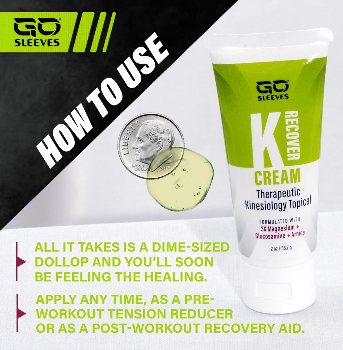 Go Sleeves Sports Recovery Cream - Concentrated Muscle and Joint Recovery Lotion – Magnesium Chloride Cream with Arnica for Muscle Pain and Stiffness from Running, Exercise, Backache – 2 Ounces GO SLEEVESBuy Supplements Australia