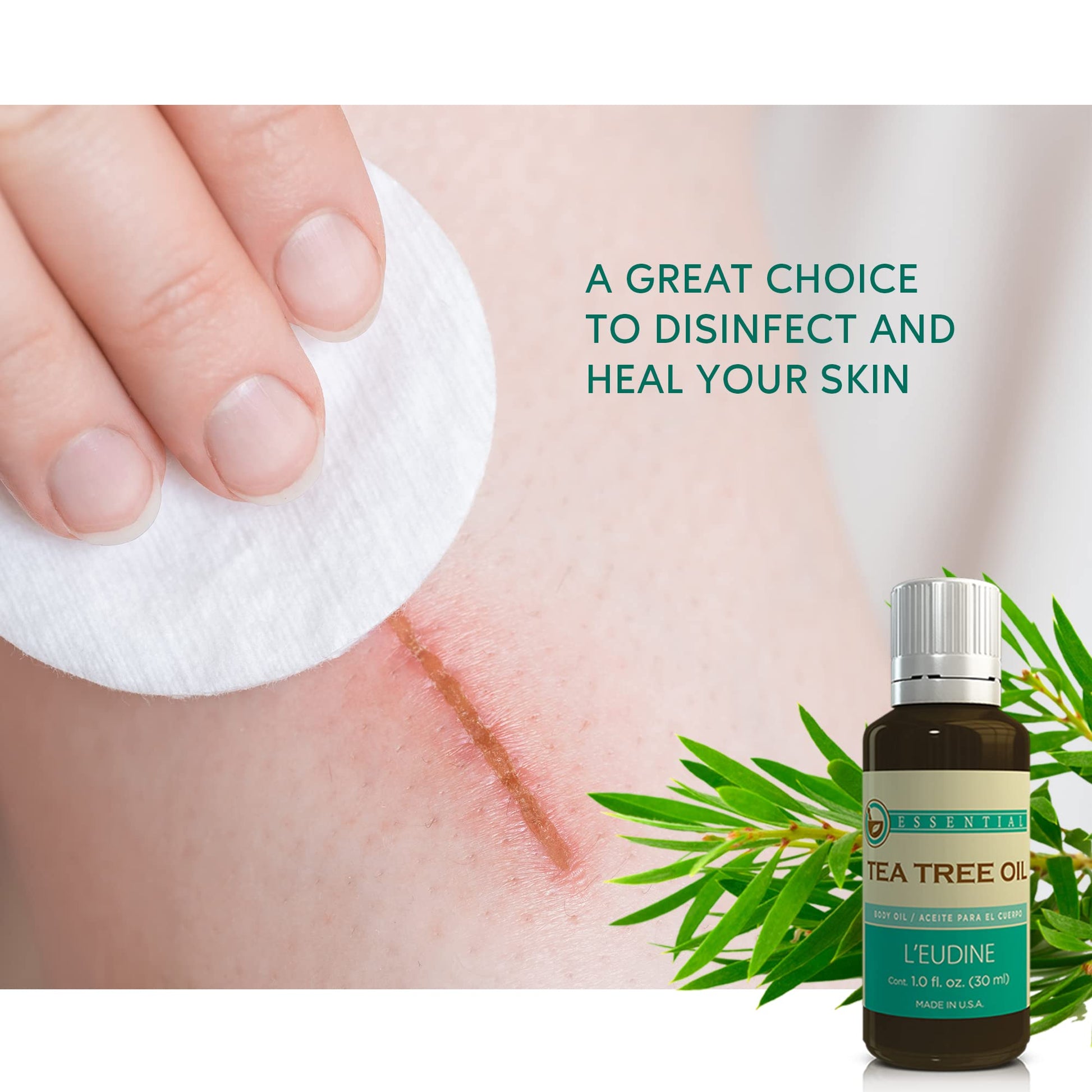 L’EUDINE Tea Tree Oil – 1fl Oz Multipurpose Body Oil for Acne, Toenail Problems, Dandruff, Skin Bites L'eudineBuy Supplements Australia