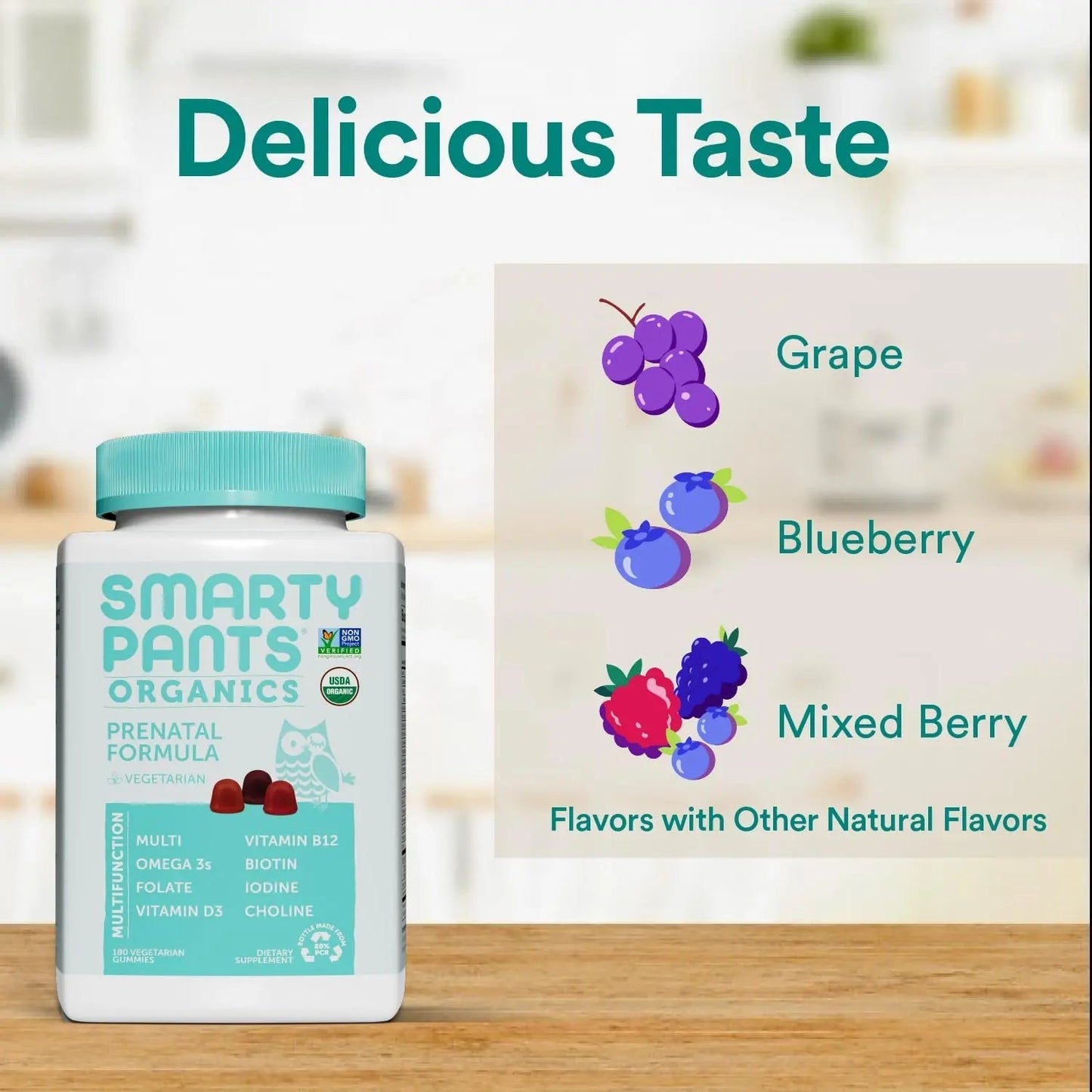 SmartyPants Organic Prenatal Vitamins for Women, Multivitamin Gummies: Biotin, Methylfolate, Omega 3 (ALA), Vitamin D3, C, Vitamin B12, B6, A, K2 & Zinc SmartyPants