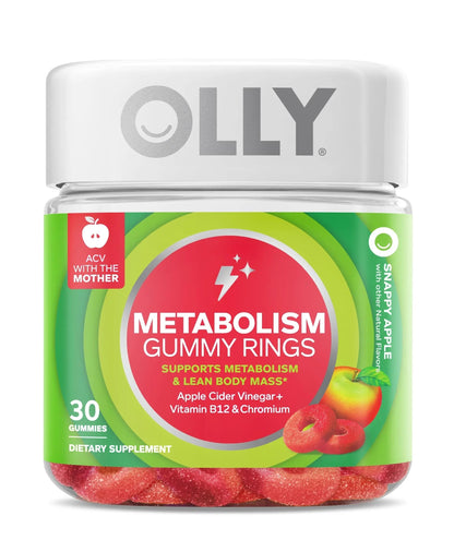 OLLY Multi + Probiotic Adult Multivitamin Gummy, 1 Billion CFUs, Digestive and Immune Support & Metabolism Gummy Rings, Apple Cider Vinegar, Vitamin B12, Chromium, Energy and Digestive Health OLLYBuy Supplements Australia