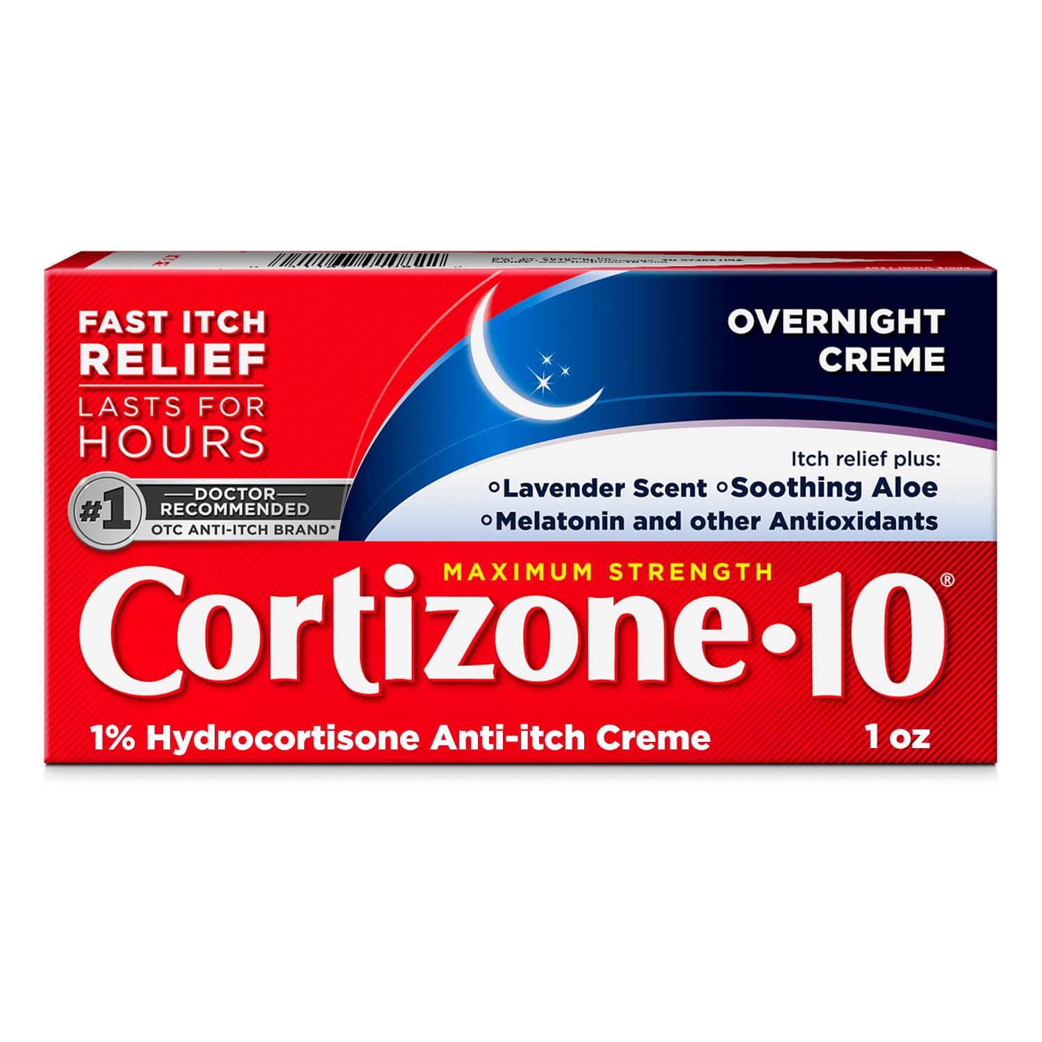 Cortizone-10 Maximum Strength Overnight Itch Relief Cream, 1% Hydrocortisone, Fast-Acting, Lavender Scented Anti-Itch Cream for Bug Bites, Rash, Eczema, Psoriasis, Poison Ivy, Oak, Sumac, 1 oz Cortizone 10Buy Supplements Australia