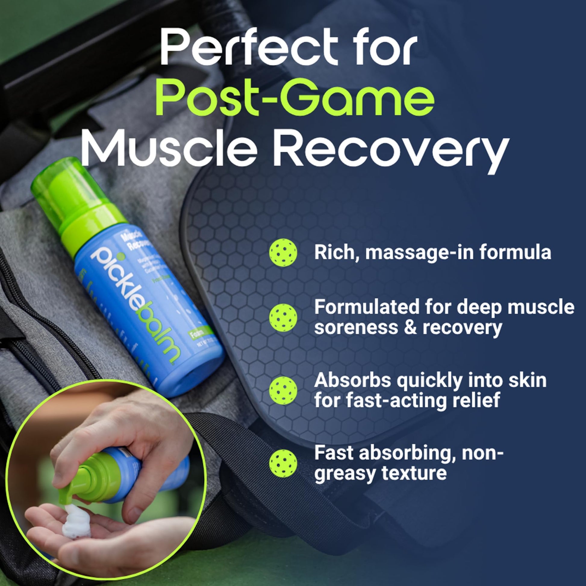 PickleBalm Pickleball Post-Game Foam Muscle Cramp Relief and Relaxer with Magnesium Sulphate, Arnica & Cucumber Extract for Pain and Leg Cramps, Sore Muscle Relief, 7.1oz Bottle PickleBalmBuy Supplements Australia