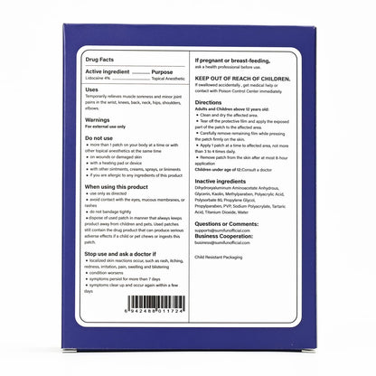 Sumifun 4% Lidocaine XL Pain Patches | Extra Large 4.72"x7.87" for Full Back & Thigh Coverage | Maximum Strength OTC Numbing | 8-Hour Medical Adhesion (X-Large, Count, 10) SumifunBuy Supplements Australia
