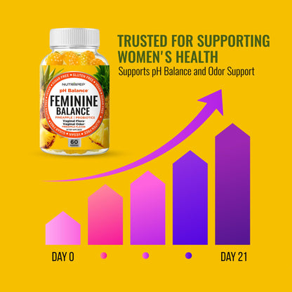 NutraPep Feminine Balance Probiotics Gummies for Women - Vaginal Health & Women's pH Balance Natural Gummy Supplement with Cranberry Pineapple Powder - Sugar Free Gluten Free Vegan (Pack of 2) NutraPepBuy Supplements Australia