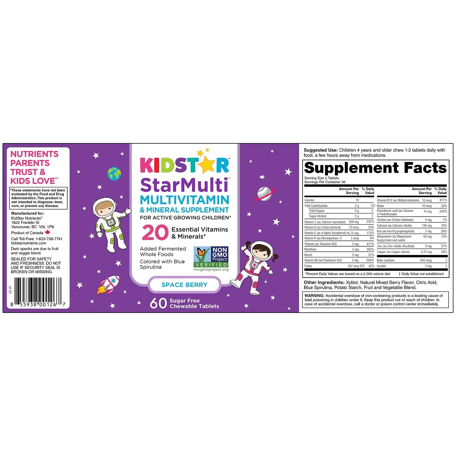 KidStar Nutrients StarMulti, Chewable Multivitamin and Multimineral Tablets for Kids, Plus Organic Fermented Whole Foods KidStar NutrientsBuy Supplements Australia