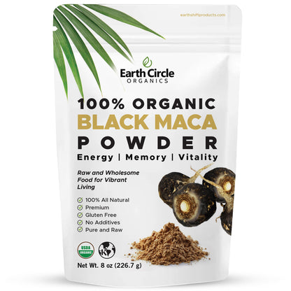 Organic Black Maca Peruvian Root Powder | Black Maca Root for Men | Natural Supplement | Essential Vitamins, Minerals & Fatty Acids Improved Energy | Immune Support (8oz, Pack of 1) Earth Circle OrganicsBuy Supplements Australia