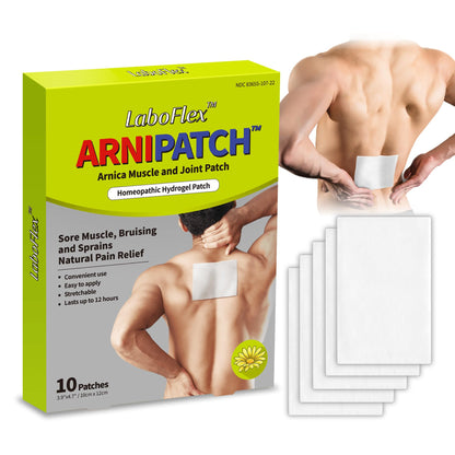 Arnica Hydrogel Pain Relief Patches | Natural Relief for Muscle, Joint, Bruises & Swelling | Flexible, Non-Greasy & Long-Lasting | Great for Back, Knee & Neck Pain (3.9"x4.7", 10, Count) Wooshin LabottachBuy Supplements Australia