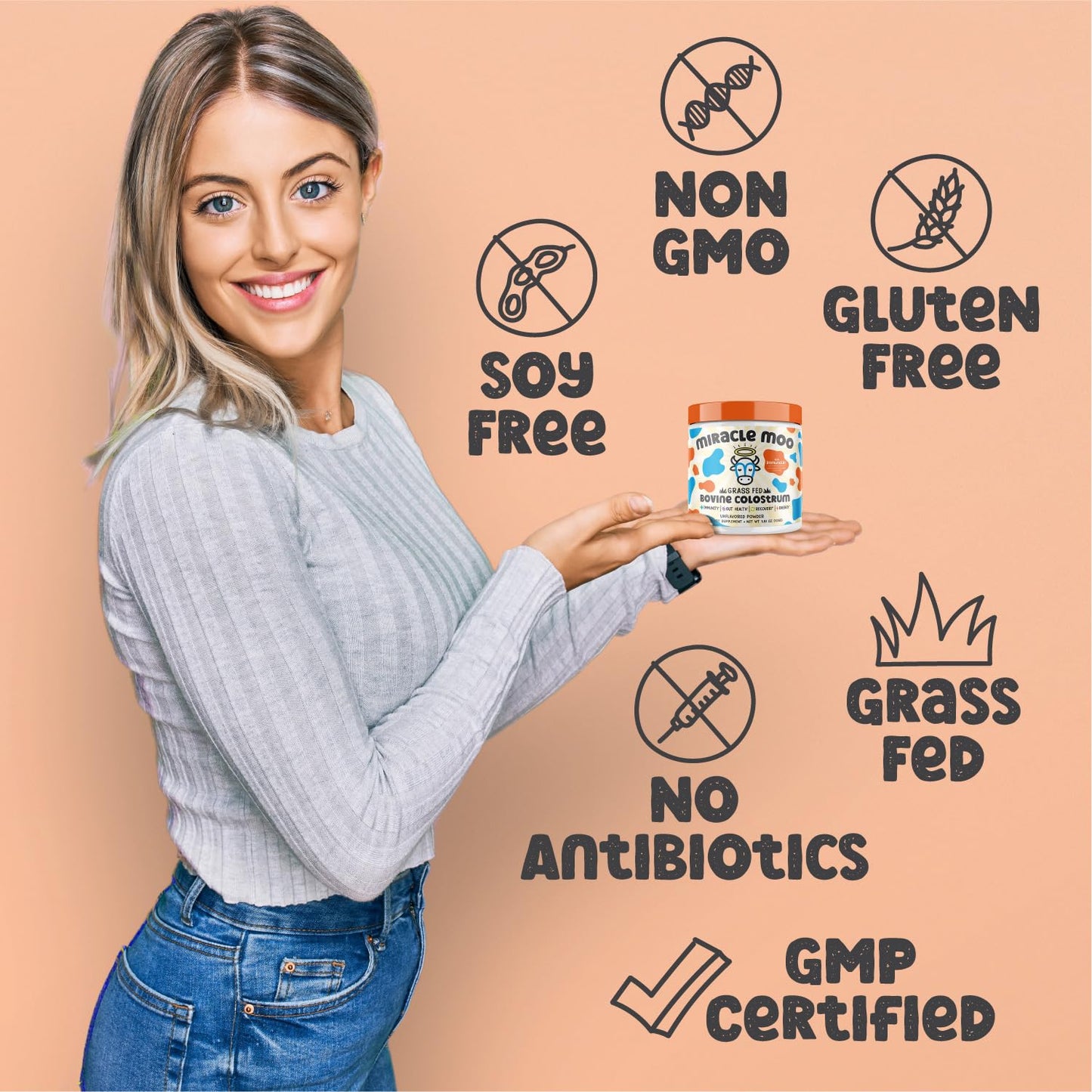 Colostrum Supplement for Gut Health, Hair Growth, Beauty and Immune Miracle MooBuy Supplements Australia