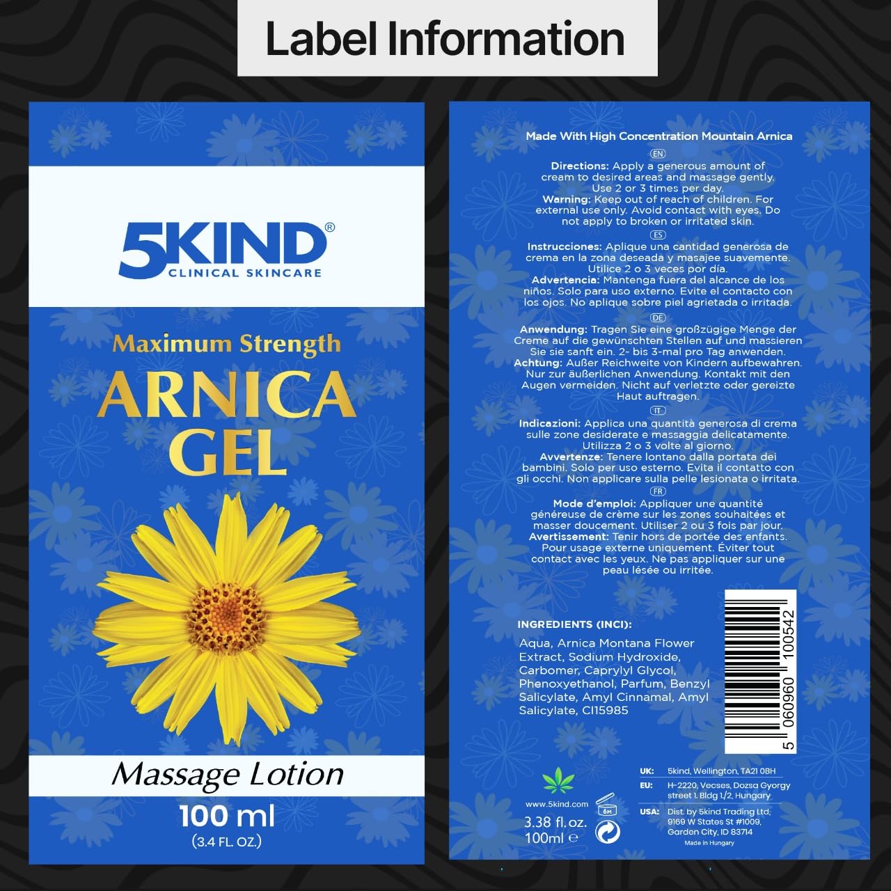 5kind Maximum Strength Arnica Bruise Gel 3.4 Fl Oz - Arnica Gel for Bruising and Swelling - Arnica Montana Gel with High Concentration Extract - Non-Greasy Formula 5kind clinical skincareBuy Supplements Australia