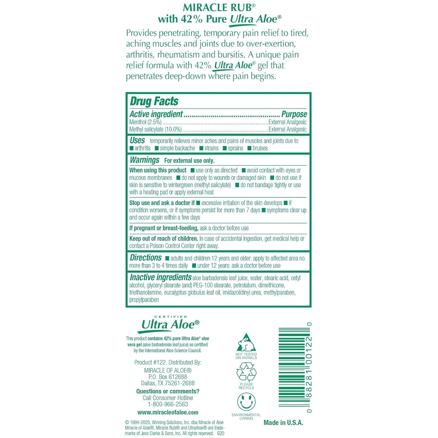 Miracle of Aloe Miracle Rub Pain Relieving Cream 32 oz, Fast & Effective Relief for Arthritis, Muscle, and Joint Pain - Maximum Strength UltraAloe Formula, Topical Analgesic Miracle of AloeBuy Supplements Australia