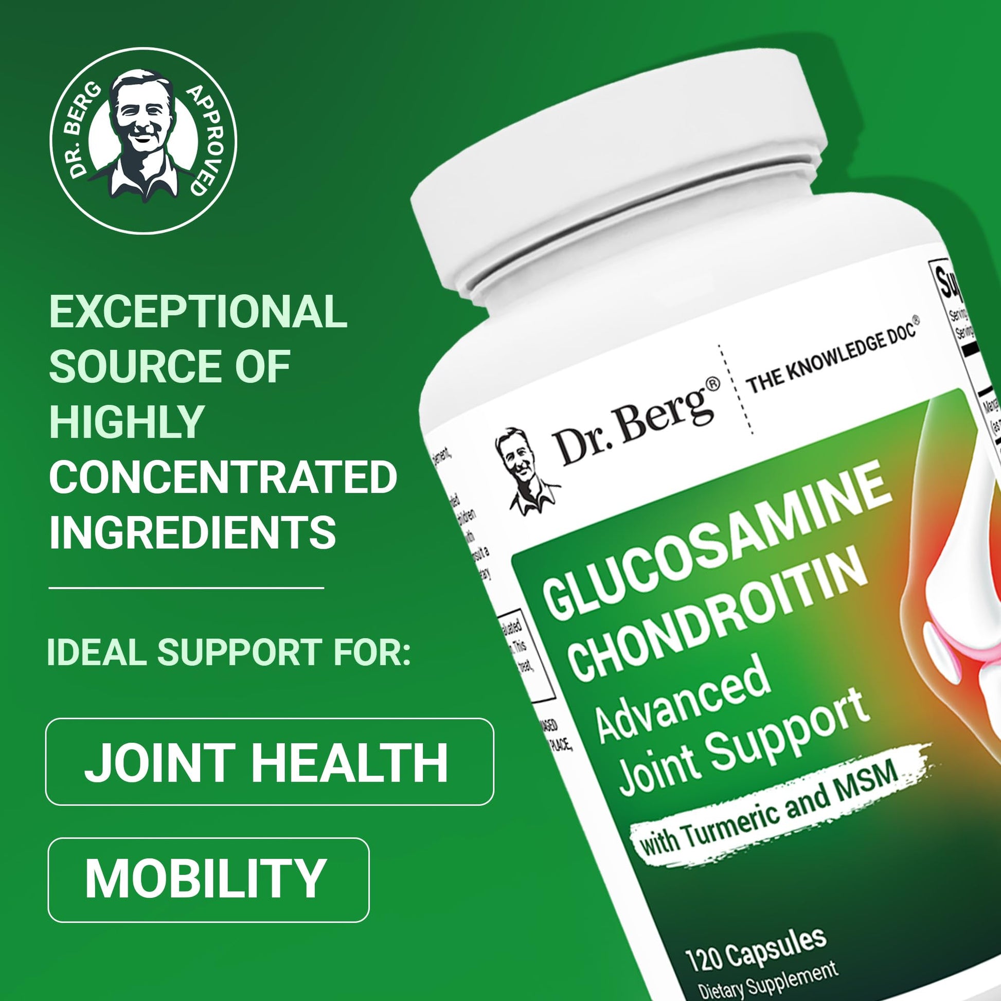 Dr. Berg Glucosamine Chondroitin MSM Turmeric & Boswellia - Advanced Joint Support Supplement with 1500 mg Glucosamine Sulfate - Includes 120 Capsules Dr. Berg NutritionalsBuy Supplements Australia