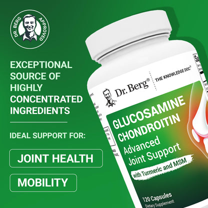 Dr. Berg Glucosamine Chondroitin MSM Turmeric & Boswellia - Advanced Joint Support Supplement with 1500 mg Glucosamine Sulfate - Includes 120 Capsules Dr. Berg NutritionalsBuy Supplements Australia