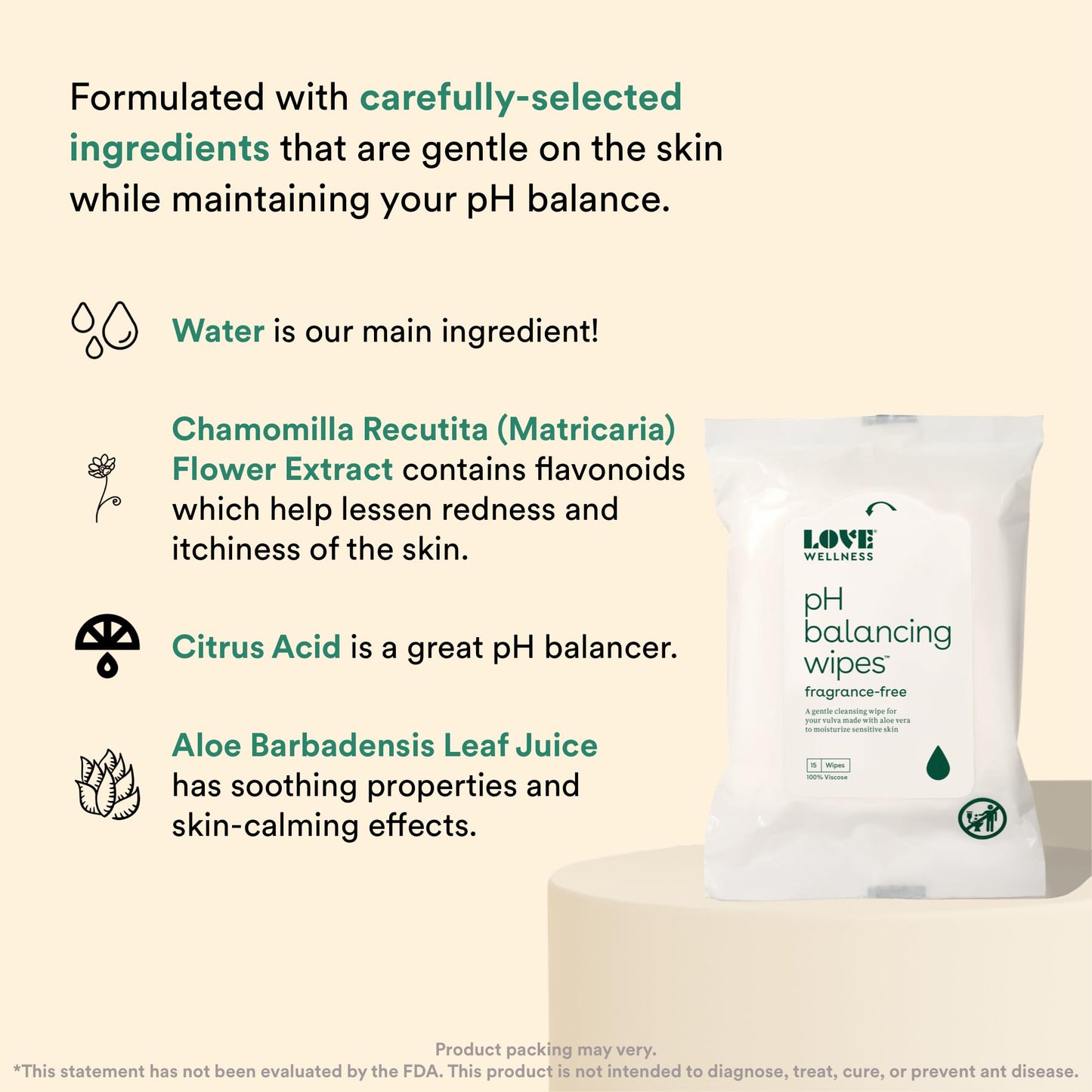 Love Wellness pH Balancing Wipes for Women | Feminine Hygiene for Cleansing with Aloe Vera Love WellnessBuy Supplements Australia