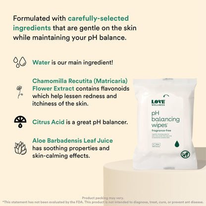 Love Wellness pH Balancing Wipes for Women | Feminine Hygiene for Cleansing with Aloe Vera Love WellnessBuy Supplements Australia